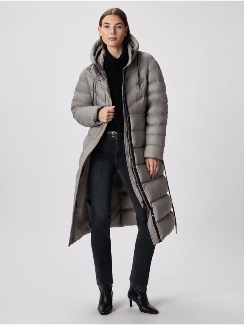 Quince NWT Responsible Down Belted Puffer Maxi Coat Morel Grey Outerwear XS